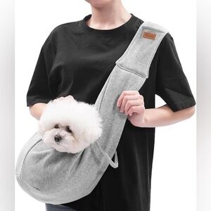 Cuby small pet sling in grey and gingham